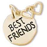 10K Gold Best Friends Charm Tag & Hearts by Rembrandt Charms