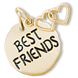 Gold Plated Best Friends Charm Tag & Hearts by Rembrandt Charms