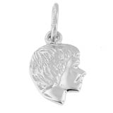 14K White Gold Girl's Head Accent Charm by Rembrandt Charms