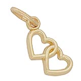 10K Gold Two Open Hearts Accent Charm by Rembrandt Charms