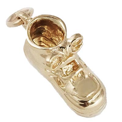 Gold Plate Baby Shoe with Laces Charm by Rembrandt Charms