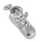 14K White Gold Baby Shoe with Laces Charm by Rembrandt Charms