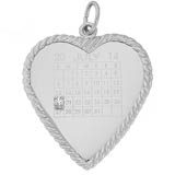 Sterling Silver Diamond Heart Calendar Charm by Rembrandt Charms