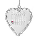 14k White Gold Birthstone Heart Calendar by Rembrandt Charms