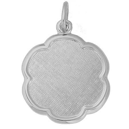 14K White Gold Blank Scalloped Disc Charm by Rembrandt Charms