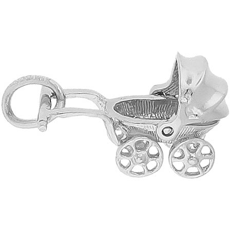 14K White Gold Canopy Baby Carriage Charm by Rembrandt Charms 14K White Gold Canopy Baby Carriage Charm by Rembrandt Charms