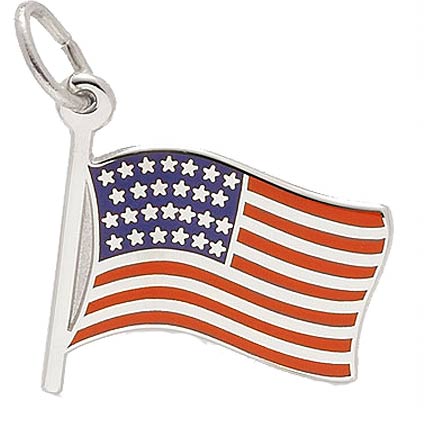 14k White Gold USA Flag Charm by Rembrandt Charms 14k White Gold USA Flag Charm by Rembrandt Charms