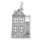 14K White Gold Charleston Row House Charm by Rembrandt Charms