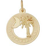 10K Gold South South Carolina Palm and Moon Charm by Rembrandt Charms