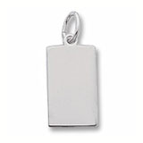 14K White Gold Small Rectangle Charm Tag by Rembrandt Charms
