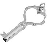 14K White Gold Large Heart Key Charm by Rembrandt Charms