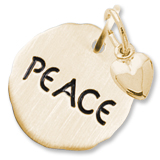 Gold Plated Peace Charm Tag with Heart by Rembrandt Charms
