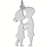 14K White Gold Boy and Girl First Kiss Charm by Rembrandt Charms