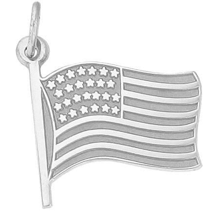 14K White Gold USA Flag Charm by Rembrandt Charms