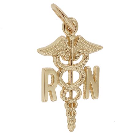 Gold Plate Small Registered Nurse Caduceus by Rembrandt Charms Gold Plate Small Registered Nurse Caduceus by Rembrandt Charms