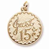 Gold Plated Just 15 Birthday Charm by Rembrandt Charms