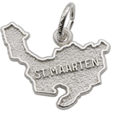 14K White Gold St. Maarten Island Map Charm by Rembrandt Charms