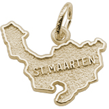 Gold Plate St. Maarten Island Map Charm by Rembrandt Charms