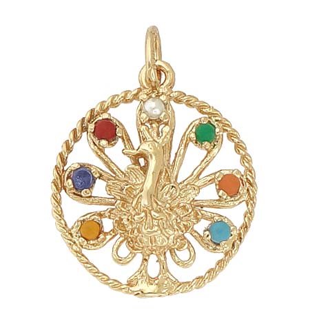Gold Plated Peacock Bird Charm by Rembrandt Charms
