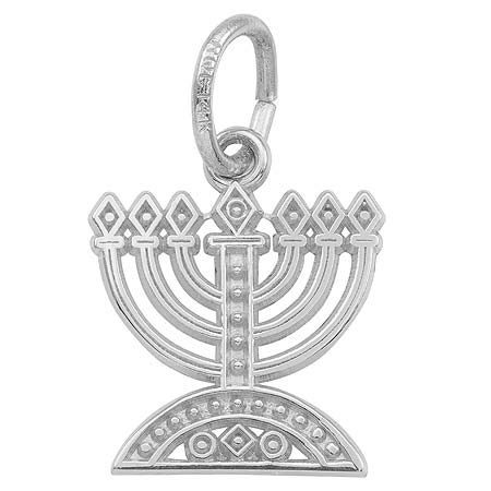 14K White Gold Menorah Charm by Rembrandt Charms 14K White Gold Menorah Charm by Rembrandt Charms