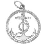 14K White Gold Ships Anchor in a Rope Charm by Rembrandt Charms