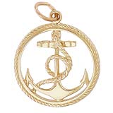 14K Gold Ships Anchor in a Rope Charm by Rembrandt Charms