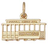 Gold Plate San Francisco Cable Car Charm by Rembrandt Charms