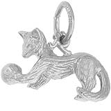 Sterling Silver Playful Cat Charm by Rembrandt Charms