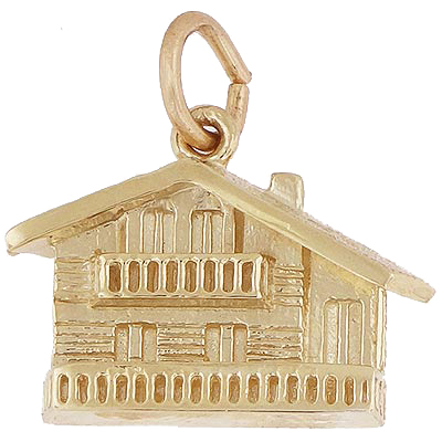 14k Gold Swiss Chalet Charm by Rembrandt Charms 14k Gold Swiss Chalet Charm by Rembrandt Charms