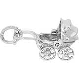 Sterling Silver Canopy Baby Carriage Charm by Rembrandt Charms