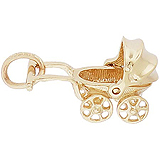 14k Gold Canopy Baby Carriage Charm by Rembrandt Charms
