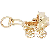 Gold Plate Canopy Baby Carriage Charm by Rembrandt Charms