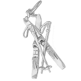 Rembrandt Downhill Skis with Poles Charm, Sterling Silver