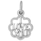 14K White Gold I Love You Charm by Rembrandt Charms