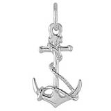 14K White Gold Anchor with Rope Charm by Rembrandt Charms