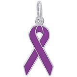 14K White Gold Cancer Awareness Purple Ribbon by Rembrandt Charms