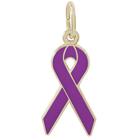 Gold Plated Cancer Awareness Purple Ribbon by Rembrandt Charms Gold Plated Cancer Awareness Purple Ribbon by Rembrandt Charms