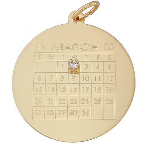 Gold Plate Diamond Calendar Charm by Rembrandt Charms
