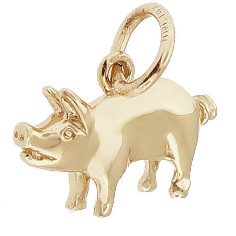 Rembrandt Small Pig Charm, 14K Yellow Gold