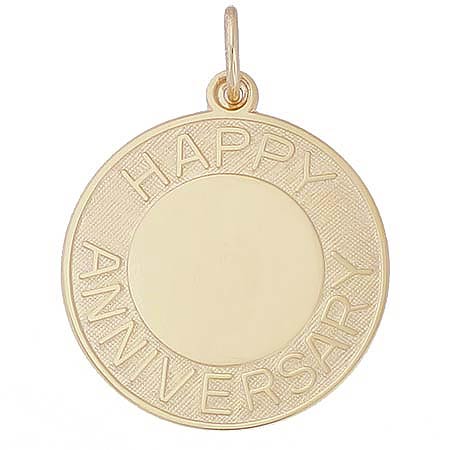 14k Gold Happy Anniversary Disc Charm by Rembrandt Charms 14k Gold Happy Anniversary Disc Charm by Rembrandt Charms