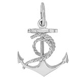 14K White Gold Ships Anchor Charm with Rope by Rembrandt Charms
