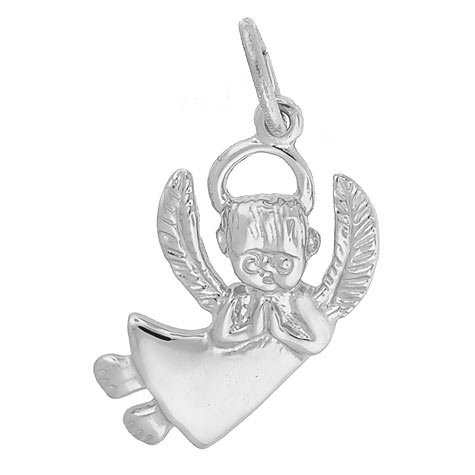 14K White Gold Flat Praying Angel Boy Charm by Rembrandt Charms 14K White Gold Flat Praying Angel Boy Charm by Rembrandt Charms