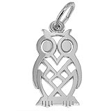 14K White Gold Flat Owl Charm by Rembrandt Charms