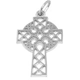 14K White Gold Ornate Celtic Cross Charm by Rembrandt Charms