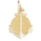 Gold Plate Rope Circle Anchor Charm by Rembrandt Charms