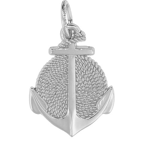 14K White Gold Rope Circle Anchor Charm by Rembrandt Charms
