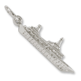 14K White Gold Alaska Cruise Ship Charm by Rembrandt Charms