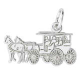 14K White Gold Flat Horse and Carriage Charm by Rembrandt Charms