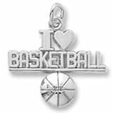 14K White Gold I Love Basketball Charm by Rembrandt Charms