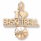 14K Gold I Love Basketball Charm by Rembrandt Charms